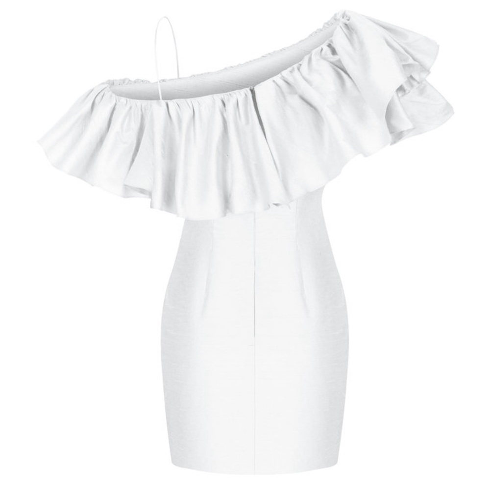 Rasario Ruffled One-Shoulder Silk Mini Dress | Size 38 / 6 - Picture 2 of 11